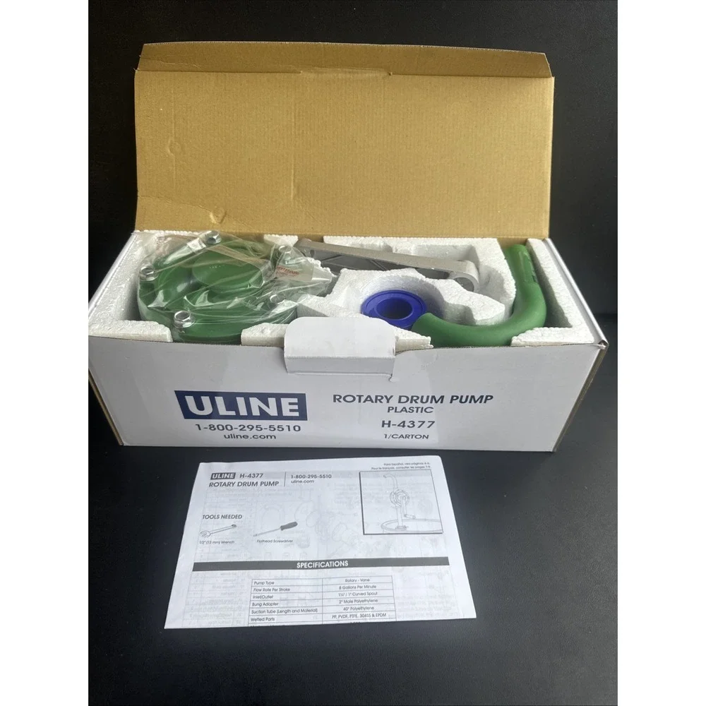 ULINE Rotary Drum Pump Plastic Green H-4377 New